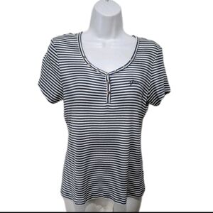 Guess Ribbed Henley Shirt Top XL Tee Striped 80s 90s Preppy #45